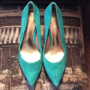 Coach green suede heels!